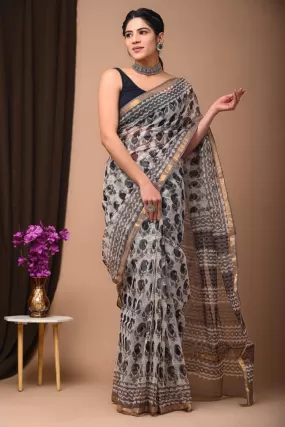 Authentic Dust Brown Traditional Kota Doriya Print Saree