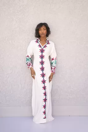 Chic White embroidered cotton Caftan, caftans for women, Kaftans, embroidered Caftan dress, Caftan maxi dress, Caftans for women, Caftans