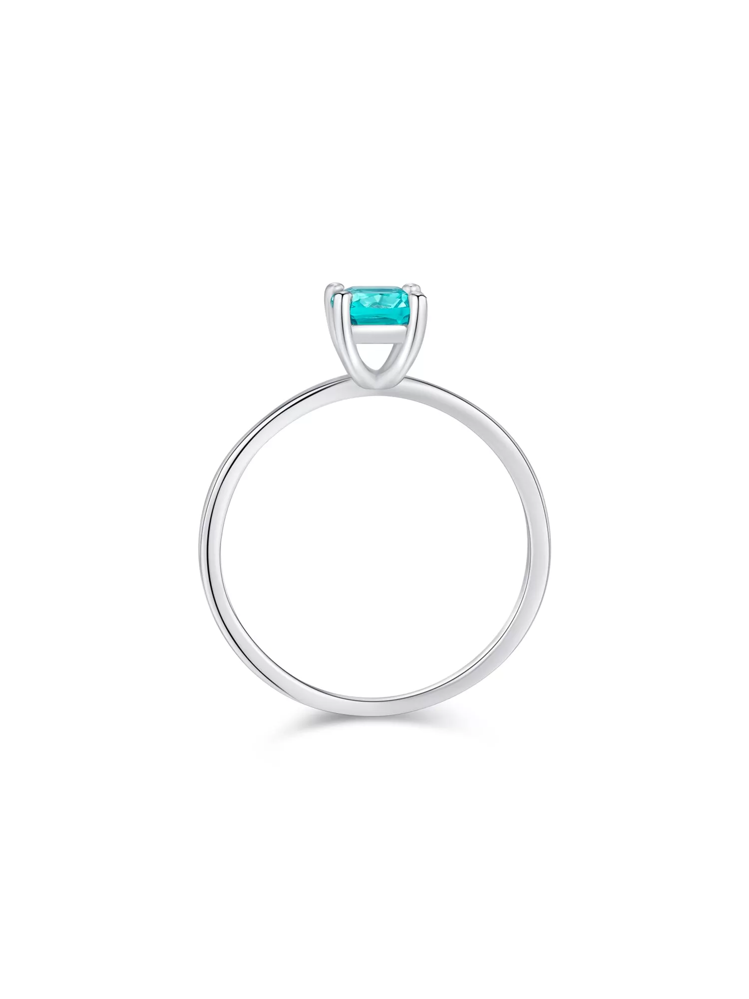 Classic Solitaire Cushion Cut Paraiba Tourmaline Sterling Silver Engagement Ring