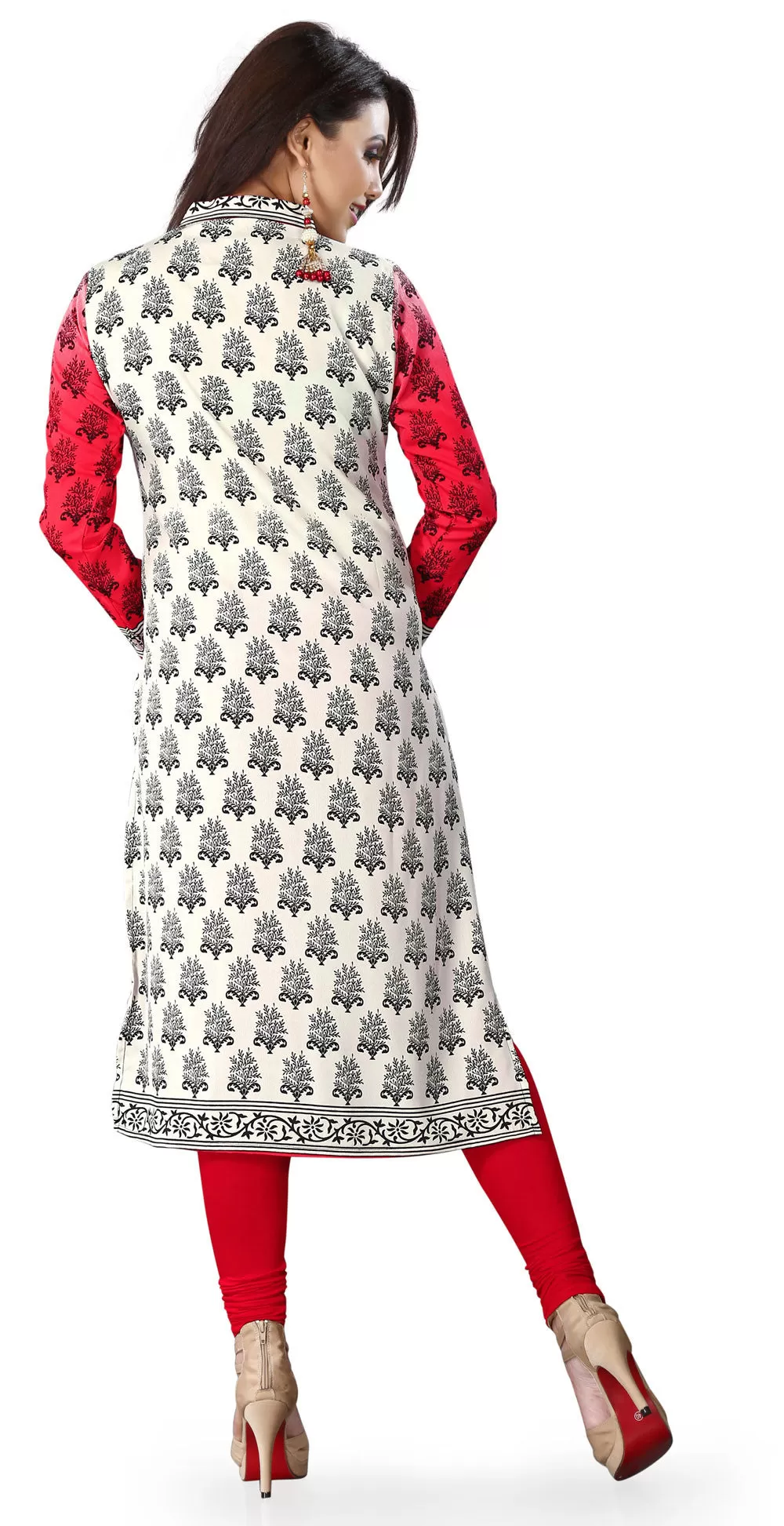 Indian Kurti Top Tunic Printed Womens Blouse India Clothes (Red)